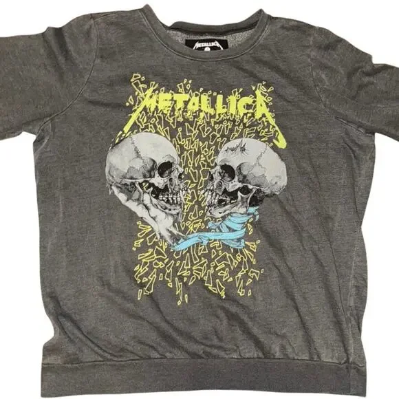 Torrid Metallica Skull Grey Mineral Wash Pullover Sweatshirt Size 1 - Picture 10 of 10